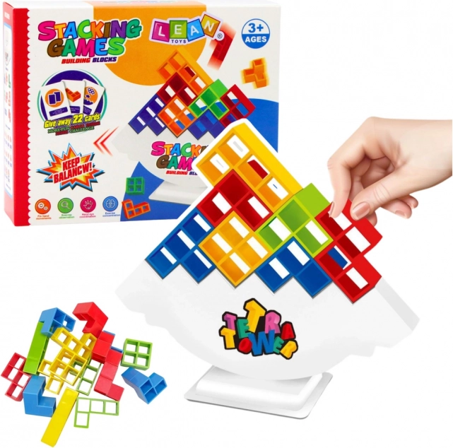 Gioco di abilità torre bilanciante con carte e dadi