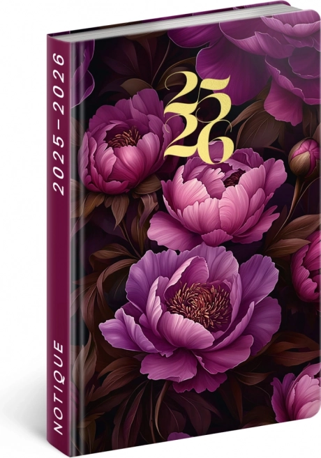Diario NOTIQUE 18 mesi Petito – Fiori viola 2025/2026, 11 x 17 cm