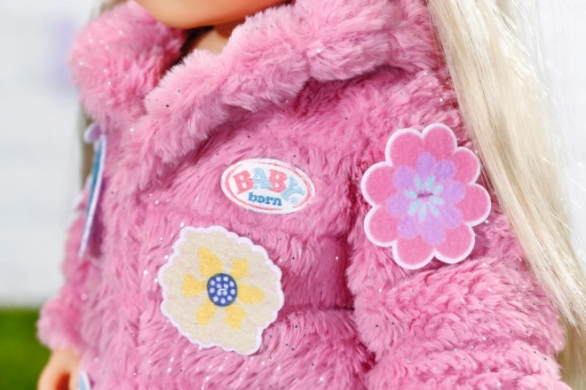 Completo rosa BABY born con pelliccia per bambola