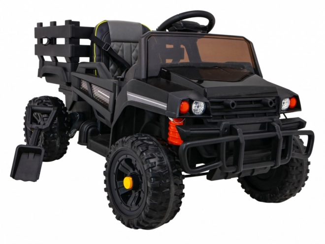 Pick-up agricolo per bambini nero + telecomando + portapacchi + pala + EVA + MP3 LED