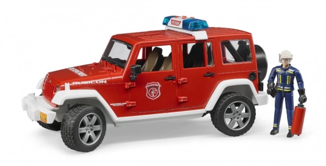 Jeep antincendio rosso con pompiere e accessori