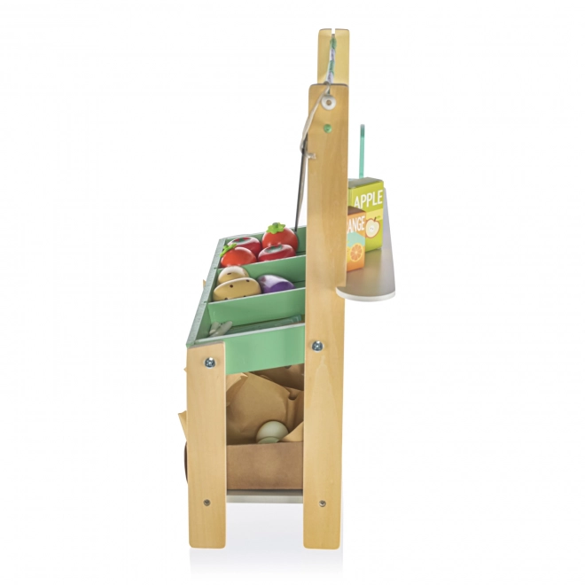 Banco di frutta e verdura in legno per bambini