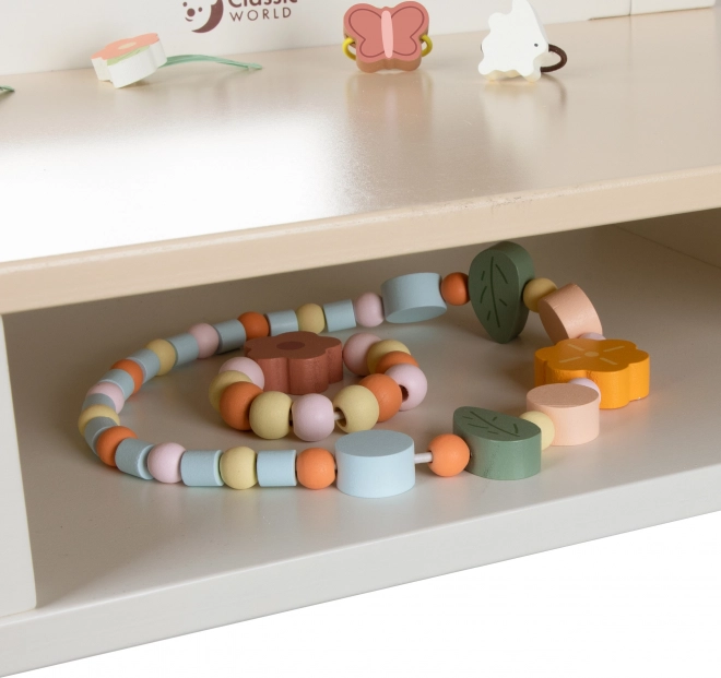 Toeletta in Legno con Specchio Rotondo e Accessori Pastel Classic World