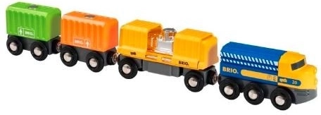Set colorato con tre vagoni merci