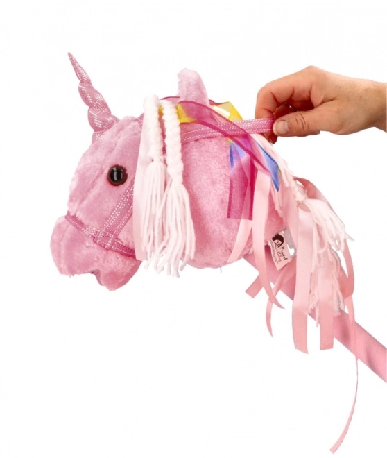 Unicorno rosa su bastone Rosa Hobby Horse