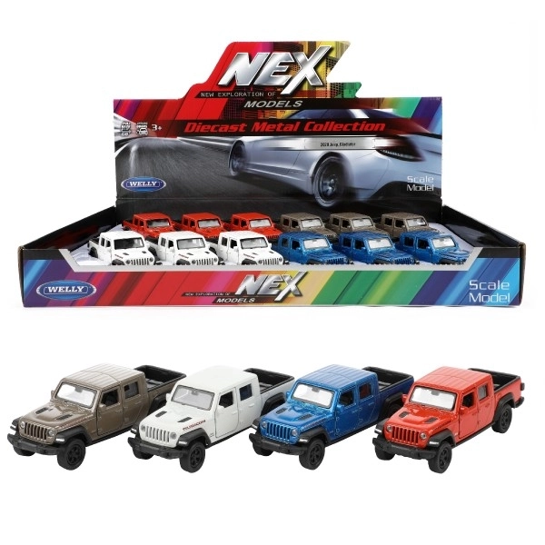 Auto Welly 2020 Jeep Gladiator metallo/plastica 12cm 4 colori a retrocarica 12pz in scatola