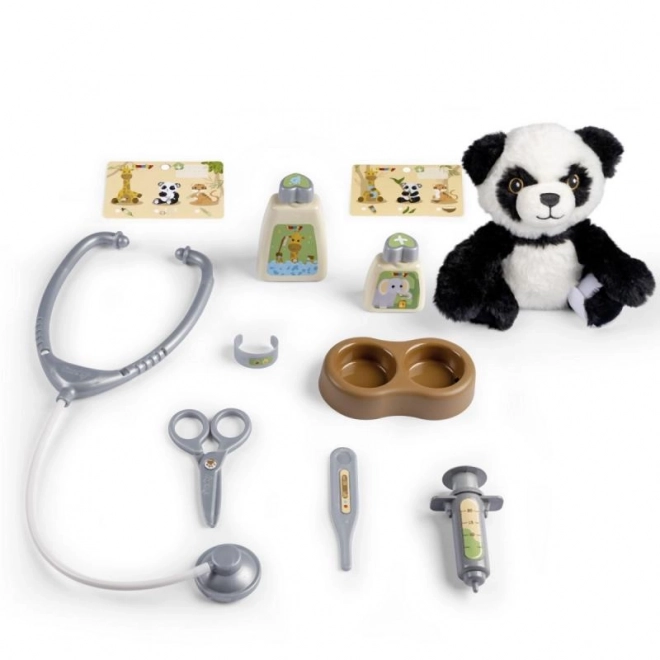 Set Veterinario con Panda e Box di Trasporto 2 in 1