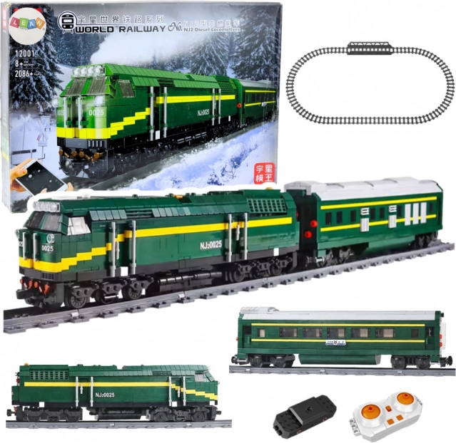 Set elettrico RC di treno con carrozze e binari, 2086 pezzi