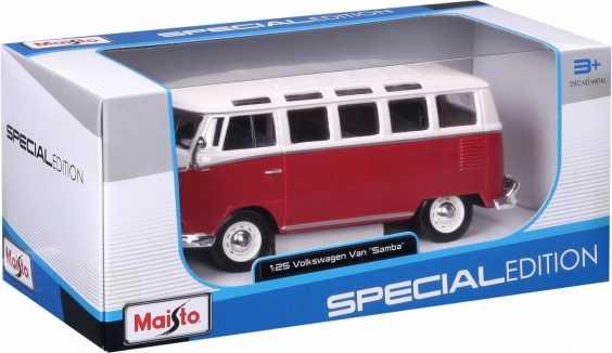 Modello in metallo VOLKSWAGEN Samba bianco‑rosso 1:25