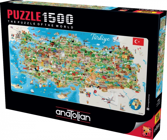 Puzzle panoramico mappa della Turchia 1500 pezzi