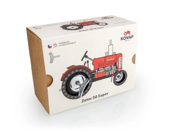 Trattore Zetor 50 Super rosso con chiave in metallo 15 cm 1:25 in scatola Kovap