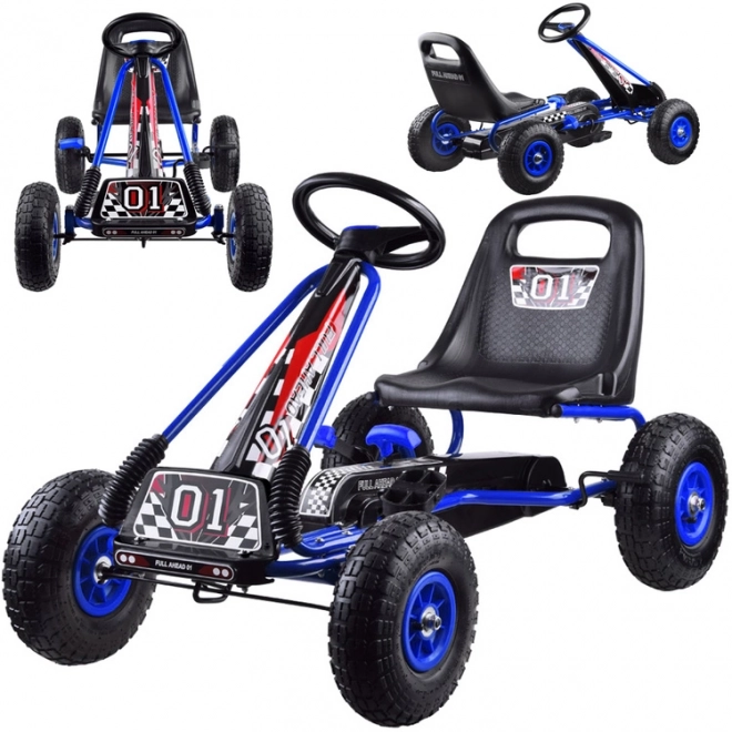 Gokart Formula 01 con ruote gonfiabili in gomma – blu