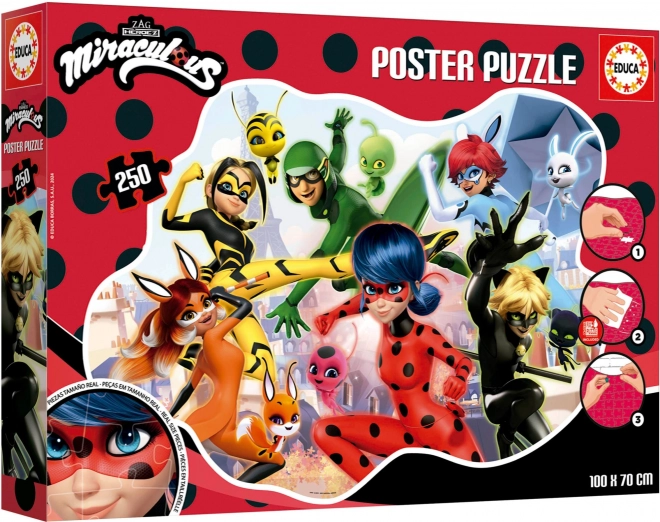 Puzzle poster Miraculous Ladybug e Chat Noir 250 pezzi