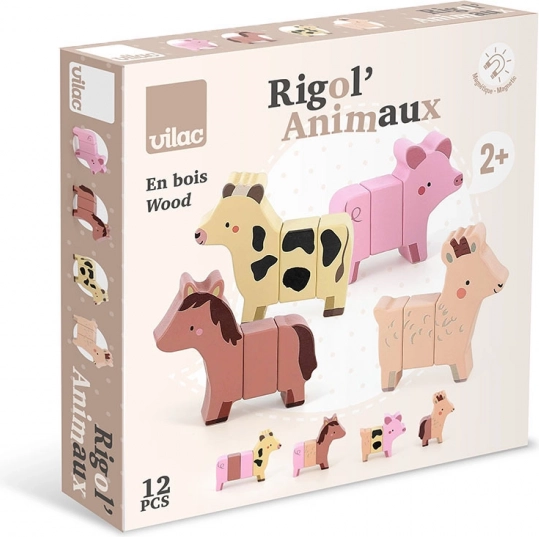 Vilac puzzle magnetico in legno di animali della fattoria
