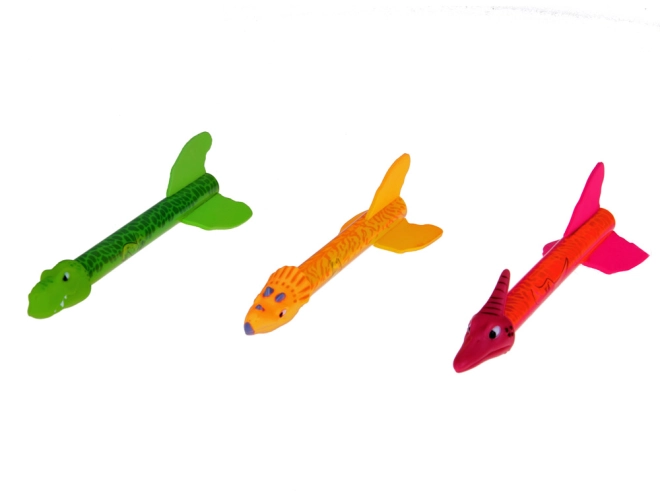 Tre dinosauri colorati con effetti