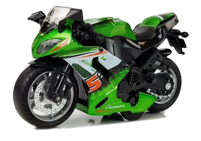 Motocicletta a Frizione con Suoni 1:14 Verde