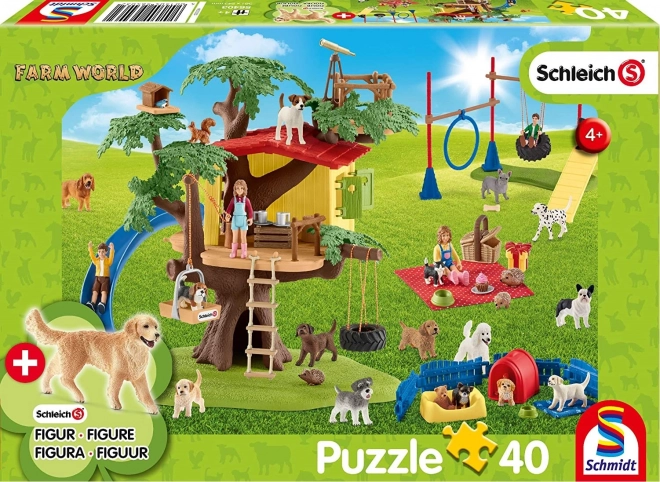 Puzzle SCHMIDT Schleich Cani Felici 40 Pezzi con Figura Schleich