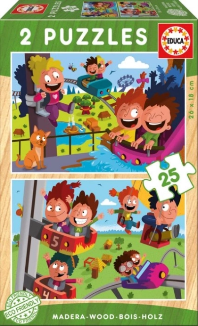 Puzzle di legno nel parco divertimenti 2x25 pezzi