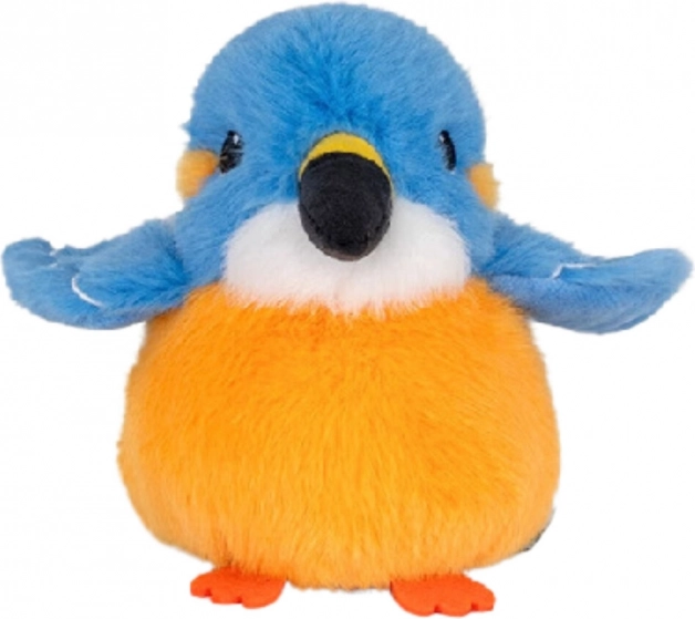 Uccellino di peluche blu-arancione con ciondolo 12 cm