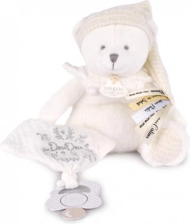 Doudou Set regalo orsacchiotto peluche con supporto per ciuccio e copertina