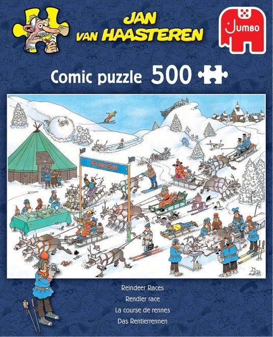 Puzzle da 500 pezzi Corsa delle renne di Jan Van Haasteren