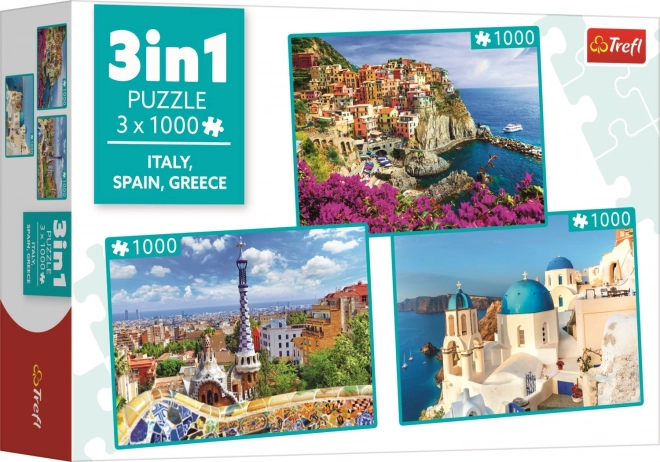 Trefl puzzle Italia, Spagna, Grecia 3x1000 pezzi