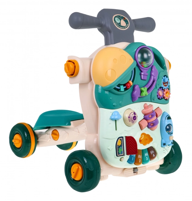 Giocattolo Interattivo 5 in 1 per Bambini 18m+ Passeggino, Cavalcabile, Scooter, Tavolino, Lavagna Sensoriale