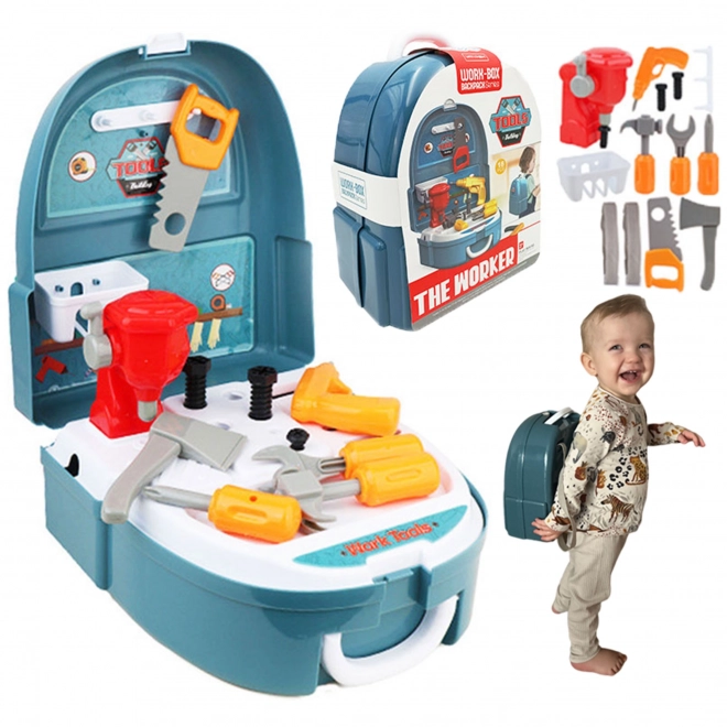 Zaino del piccolo tuttofare WOOPIE con set da officina 18 pezzi