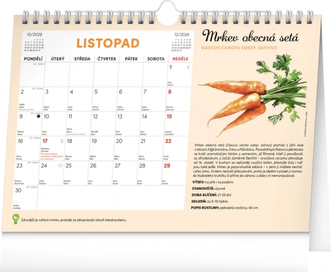 Calendario pianificatore mensile con semi Notique 2026