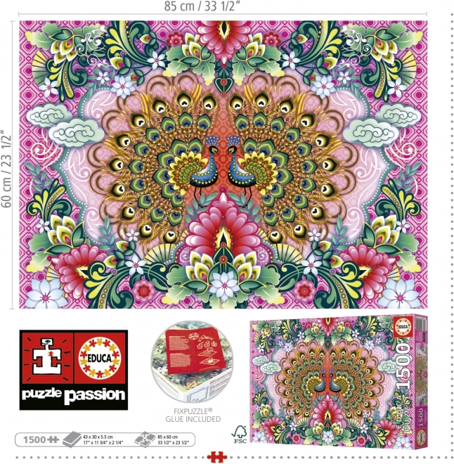 Puzzle Pavoni Indiani EDUCA 1500 pezzi