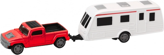 Set di automobiline con caravan rosso