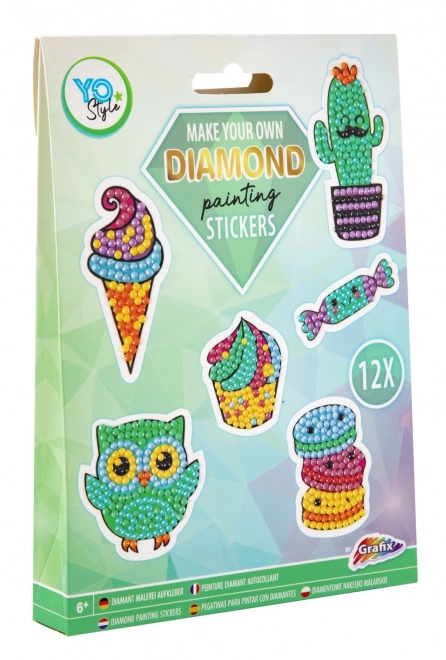 Sticker di pittura diamantata fantasia set 12 pezzi