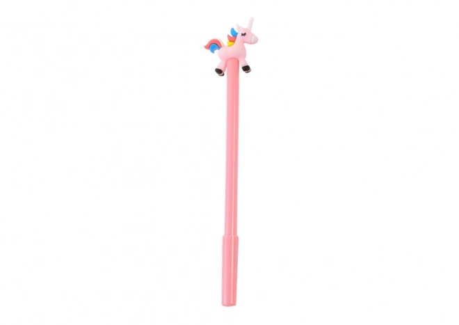 Penna con unicorno e tappo nero inchiostro mix bianco rosa 0.5mm