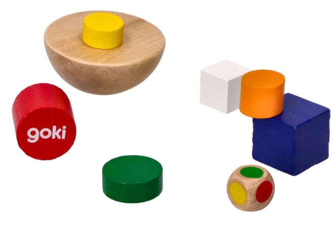 Pezzi in legno colorati e dado