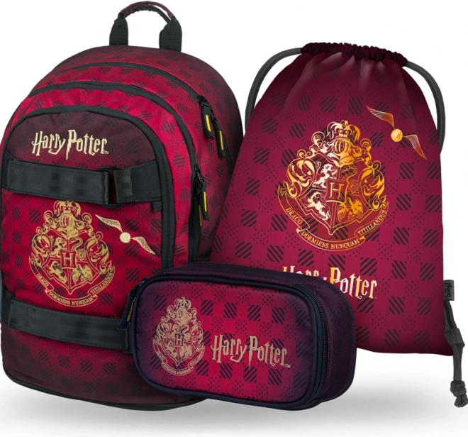 Set scolastico BAAGL Harry Potter Hogwarts – zaino, astuccio e sacca, bordeaux