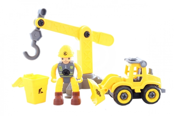 Set costruttivo con gru e figurina