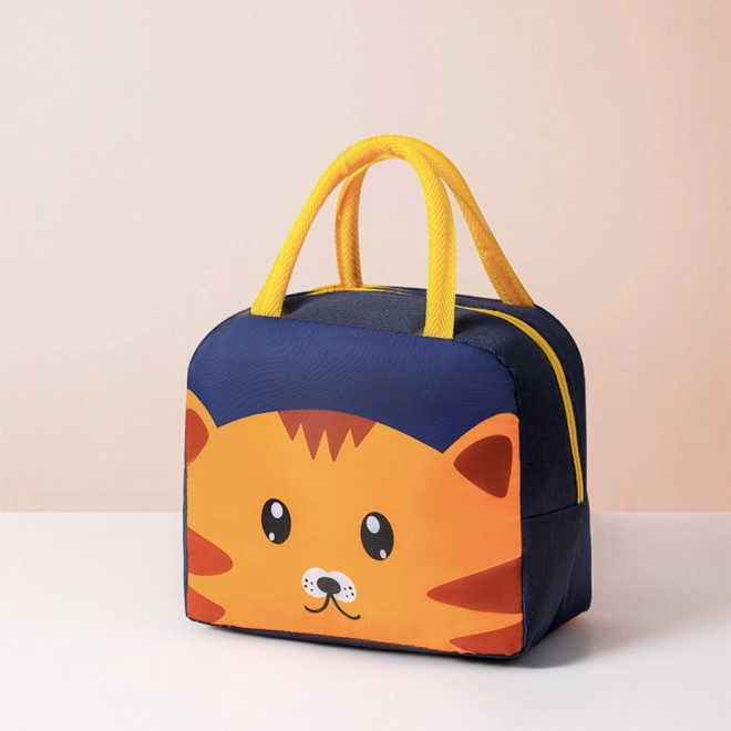 Borsa termoisolante per merende con motivo gatto blu 23 cm