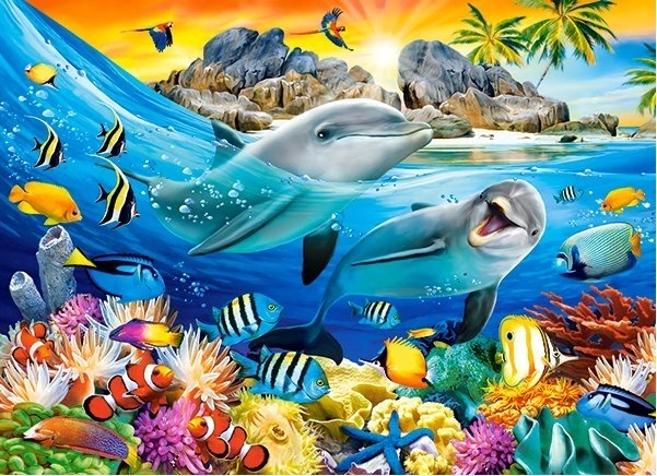 Puzzle 100 Pezzi Delfini nei Tropici