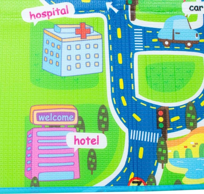 Tappetino da gioco pieghevole per bambini in schiuma con motivo stradale 160 x 130 cm