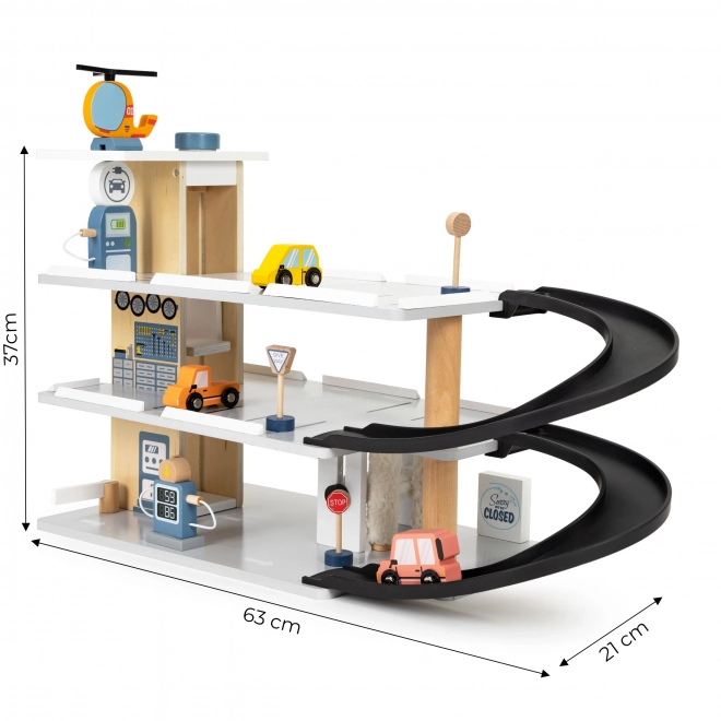 Garage in legno con ascensore e macchinine ECOTOYS