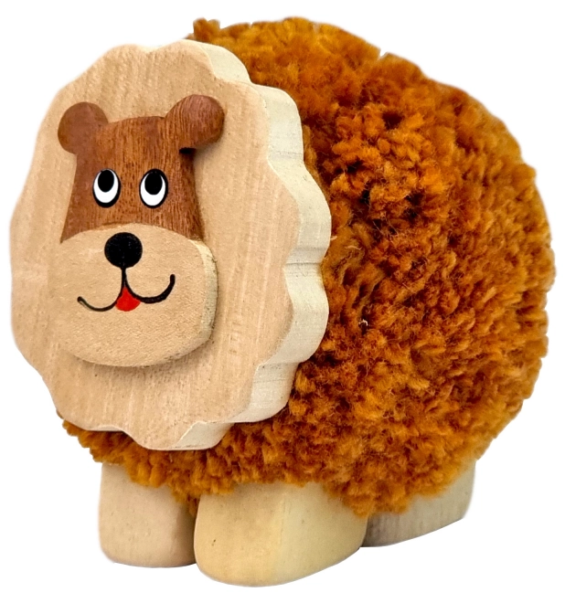 Figura di legno XL con pompon - Leone