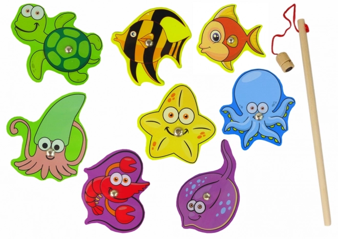 Set da pesca in legno animali marini