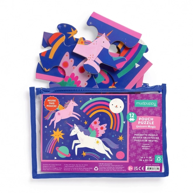 Puzzle Unicorno Magico 12 pezzi in borsa