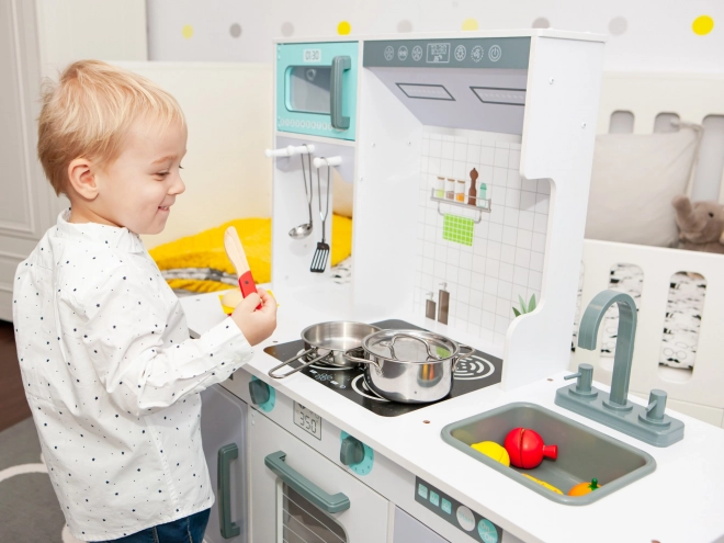 Grande cucina in legno per bambini con accessori Ecotoys