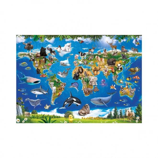 Puzzle Mappa degli Animali 100 XL