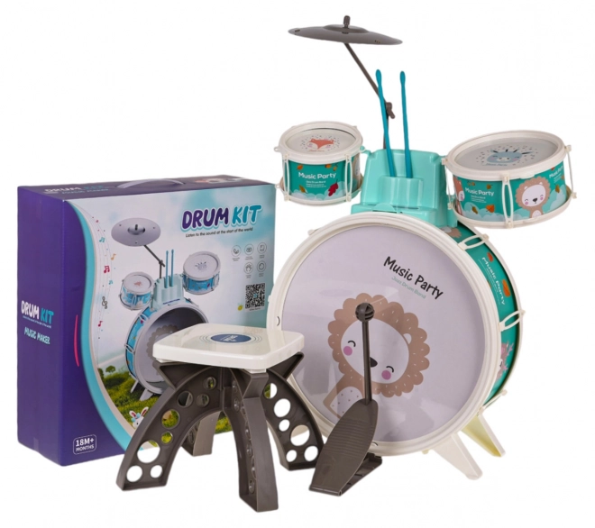 Batteria per Bambini Leone Musicale Blu