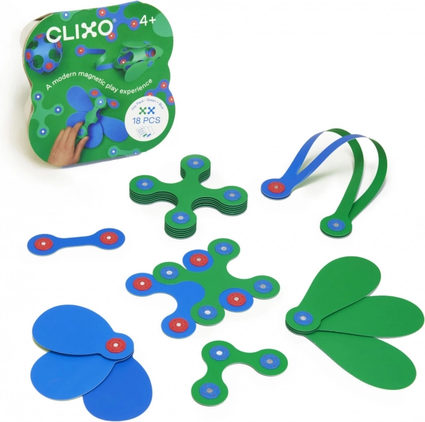 Clixo Itsy verde e blu - set magnetico flessibile 18 pezzi