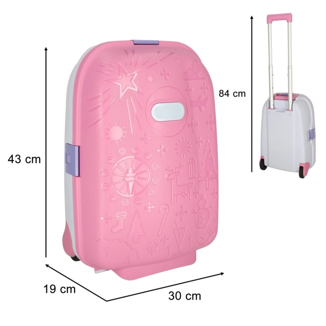 Valigia da viaggio per bambini con ruote LED rosa – Rosa