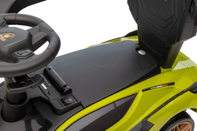 Macchina da passeggio Lamborghini bianca con spintore – Verde