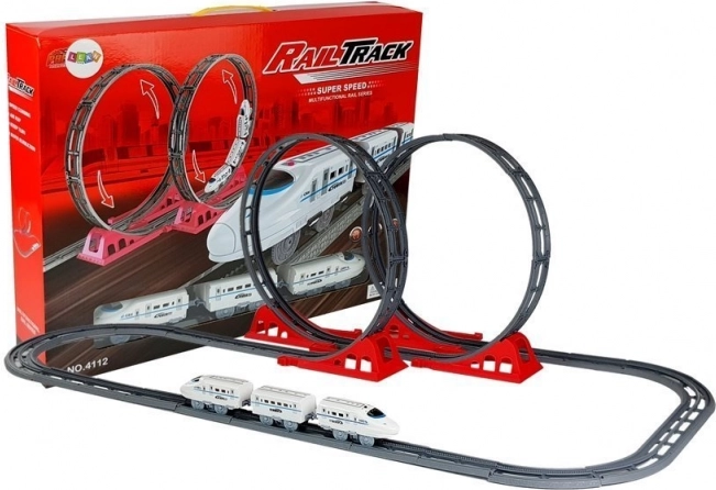 Pista ferroviaria da corsa con due loop 126 cm
